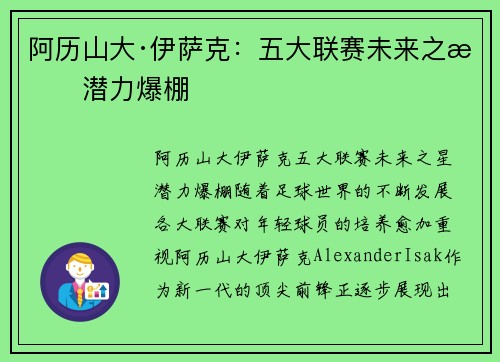 阿历山大·伊萨克：五大联赛未来之星潜力爆棚
